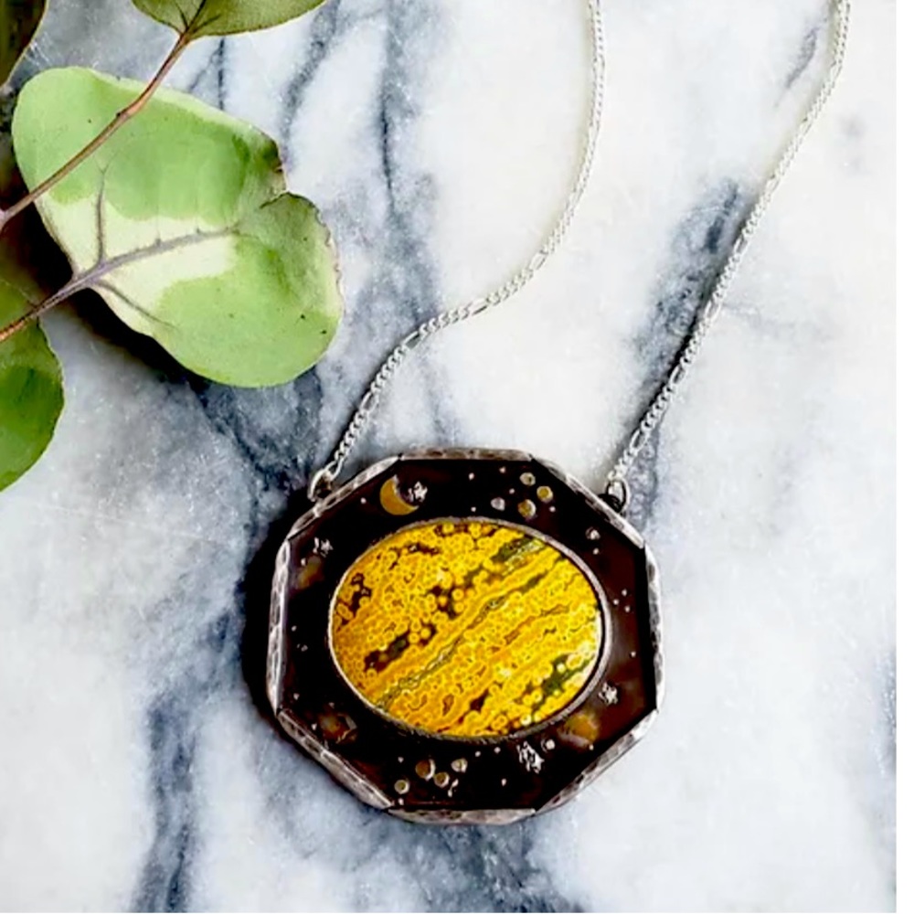 One-of-a-kind wearable art. Indonesian palm agate necklace